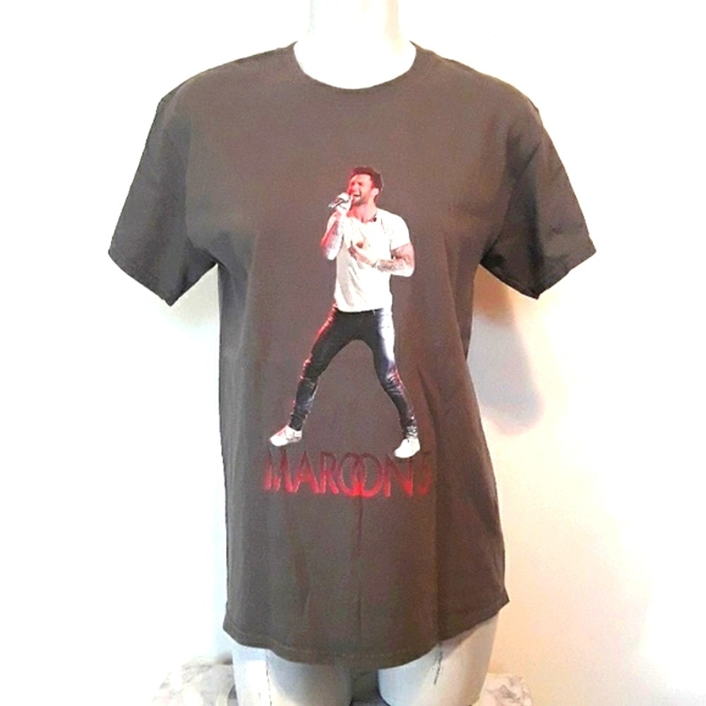 Maroon 5 Adam Levine Graphic T-Shirt Olive Grey Levine 79 Men's Medium